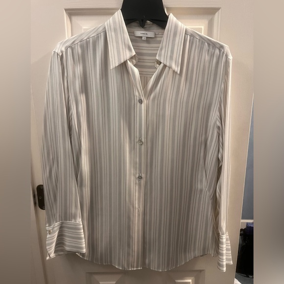 Vince Striped Silk Blouse - Picture 1 of 7